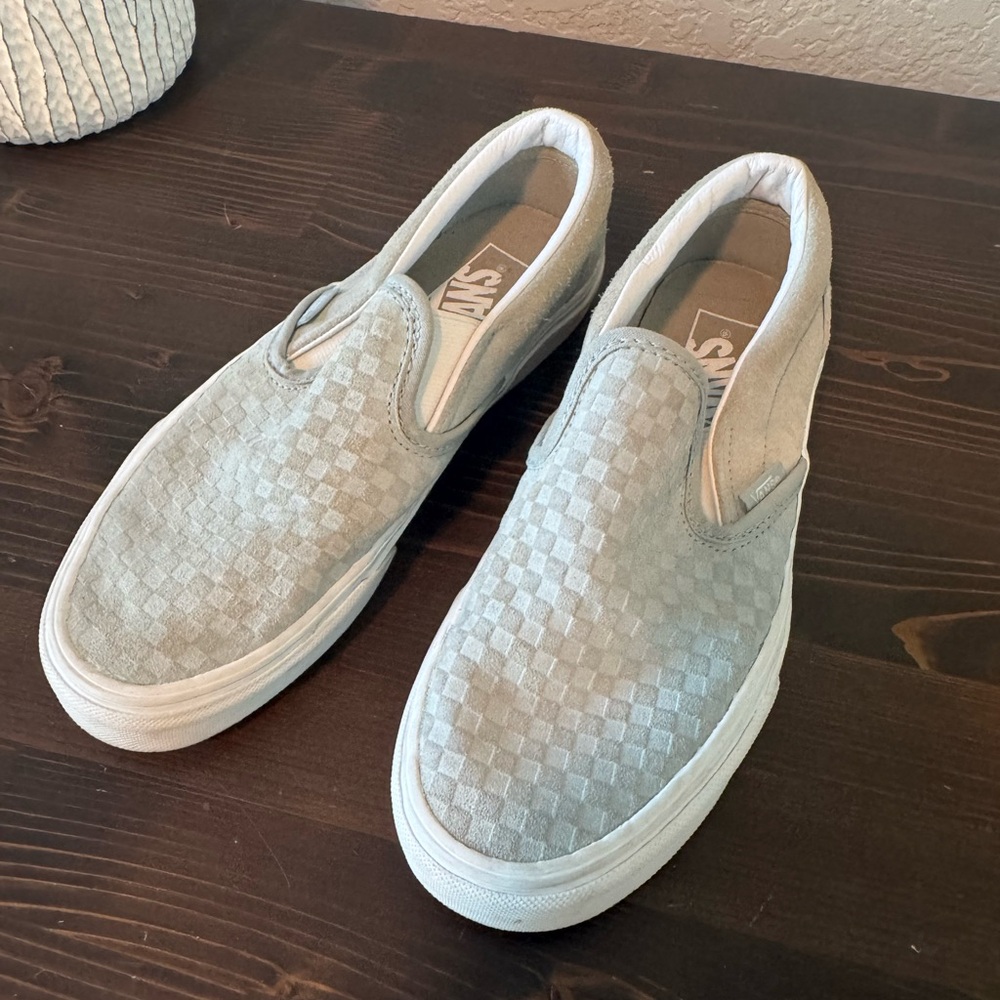 Vans Light Gray Checkered Slip-On Shoes